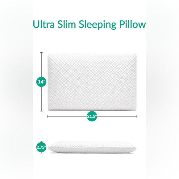 New! 2.75 Inches Standard Size Hyper Slim Memory Foam Pillow for Stomach and Bac - Picture 3 of 8